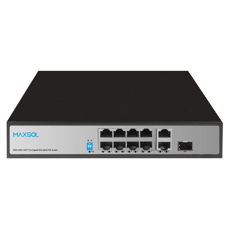 PS1802FG 8-poorts Gigabit-PoE+-switch met RJ45- en SFP-uplinks
