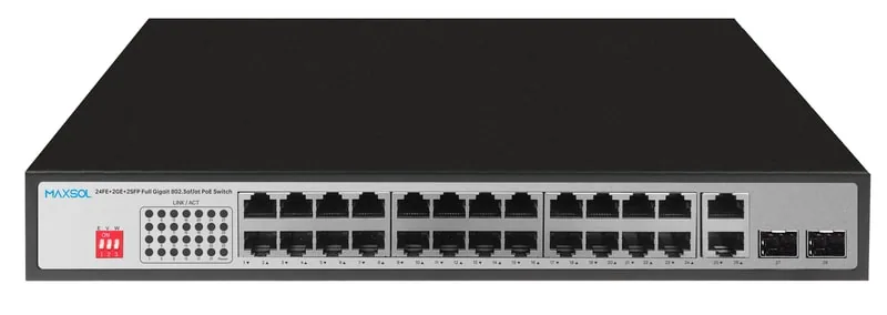 Onbeheerde 24-poorts Gigabit-PoE-switch met groot bereik, 300W