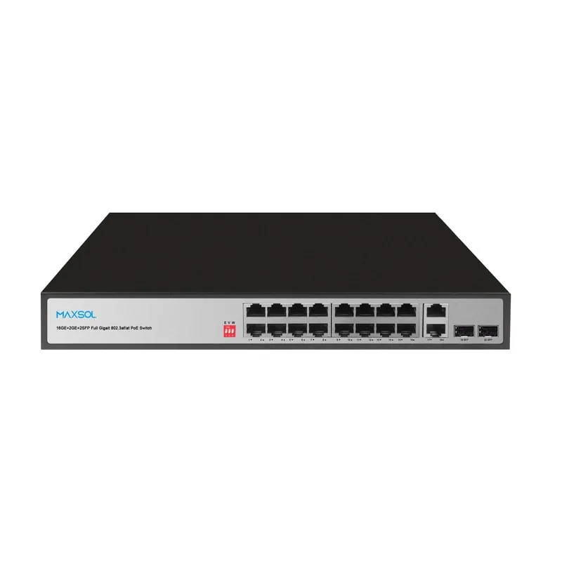 Onbeheerde 16-poorts Gigabit-PoE-switch met groot bereik, 200W
