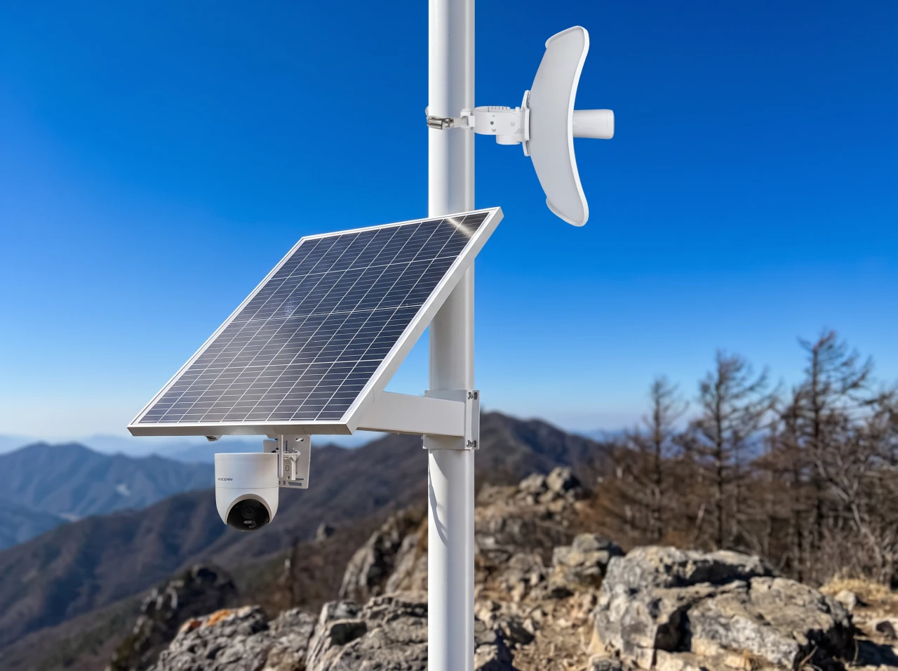 Zonnevoeding buiten voor IP-bewaking en draadloze CPE